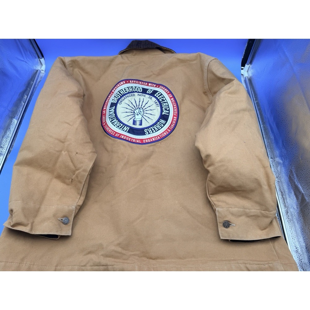 Vintage IBEW Local 584 Union Line Canvas Work Jacket XL USA Made Tulsa